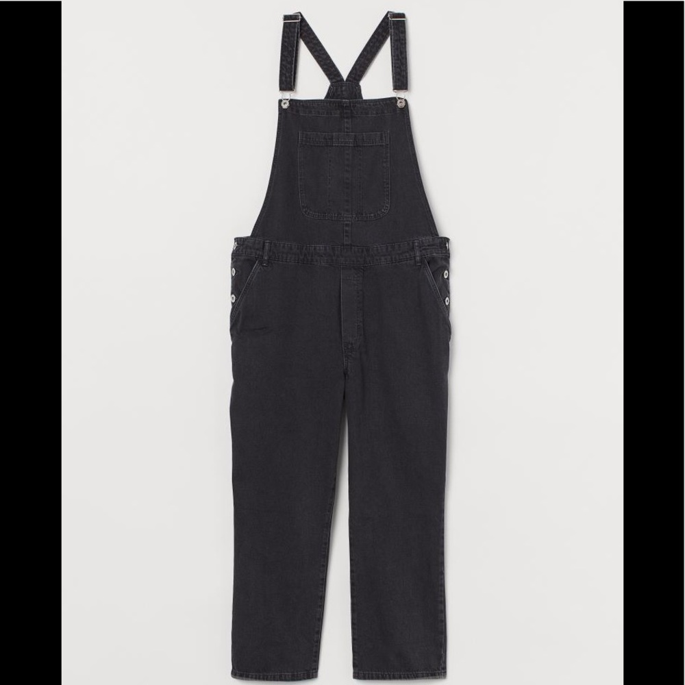 H&M Faded Black Denim Overalls NWT